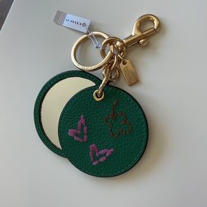✨Coach Mirror Bag Charm In Green Embroidery